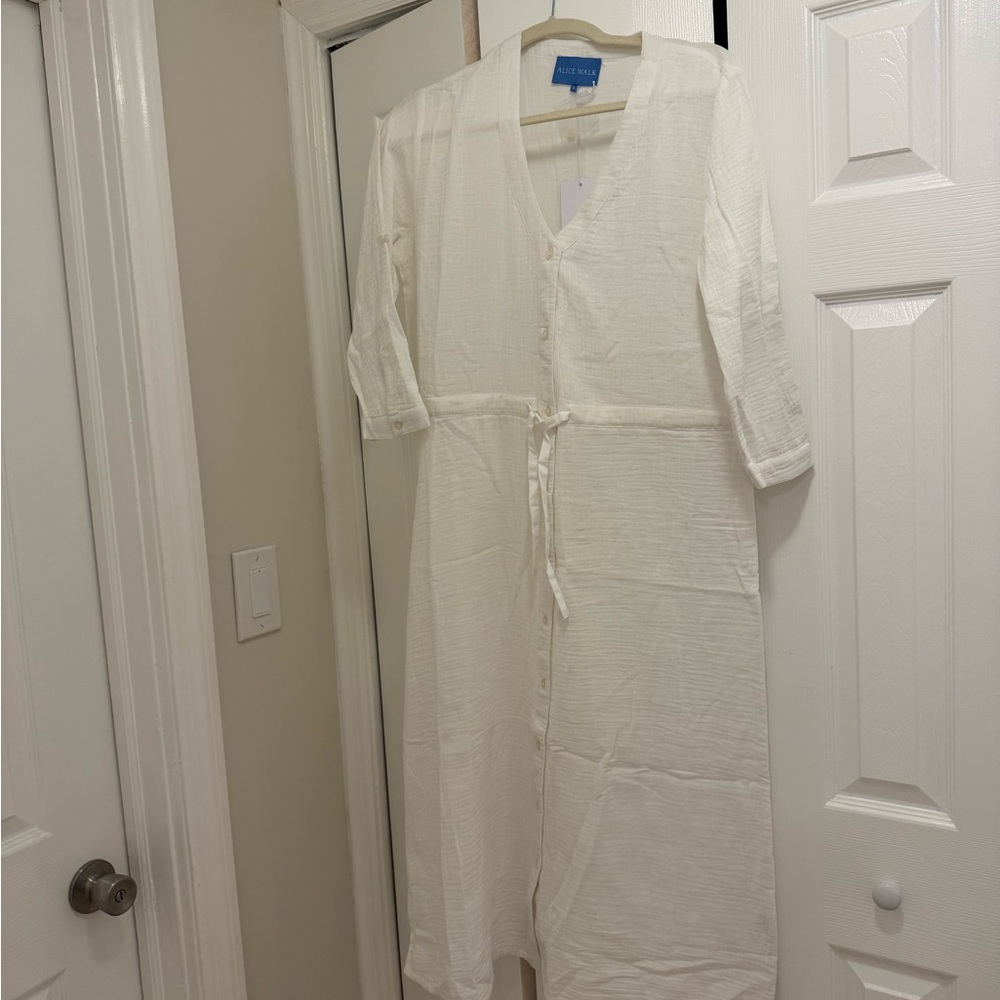 Alice Walk White Gauze Cover-Up Dress